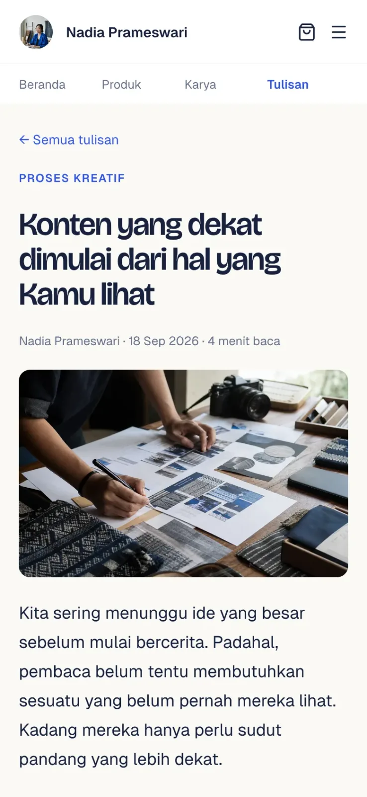 Halaman artikel di ponsel