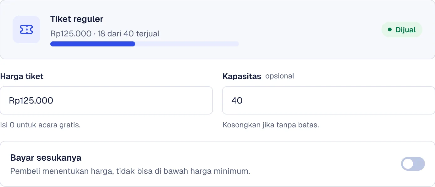 Ticket price and capacity settings