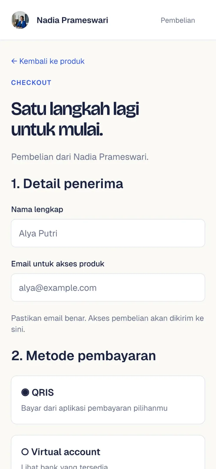 Checkout dengan QRIS
