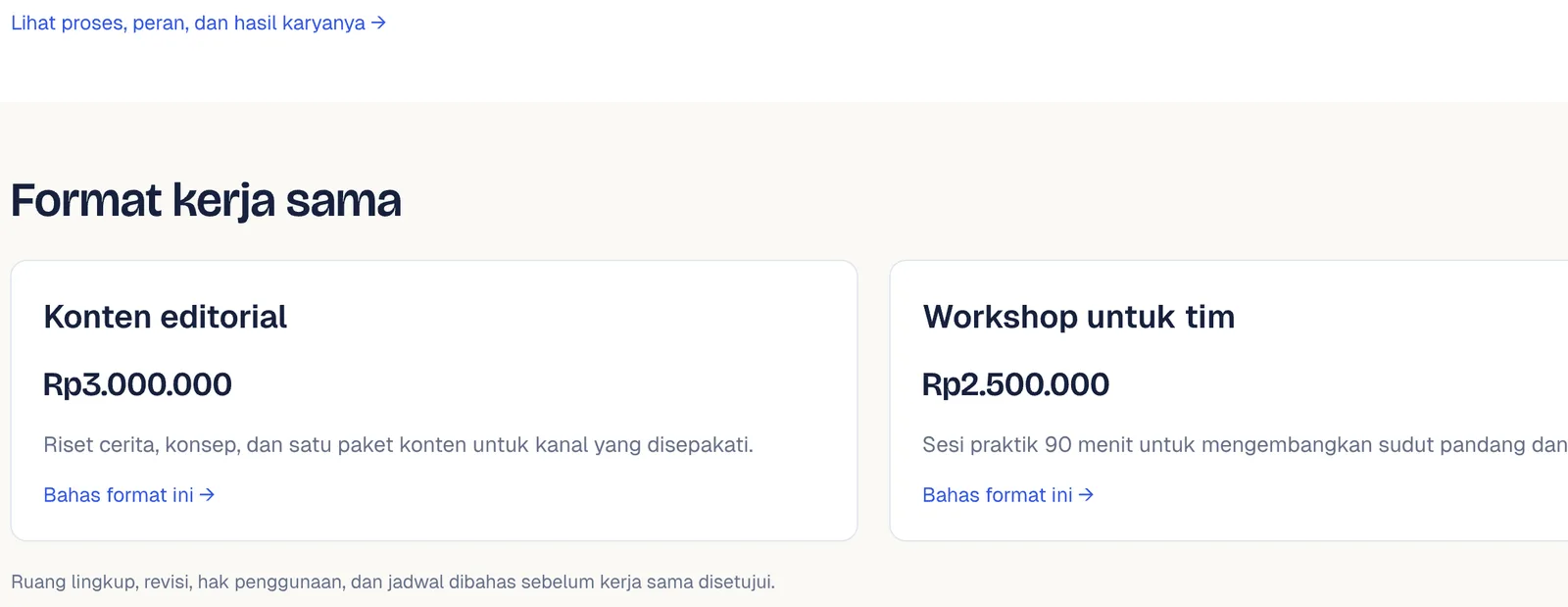 Halaman format kerja sama untuk brand