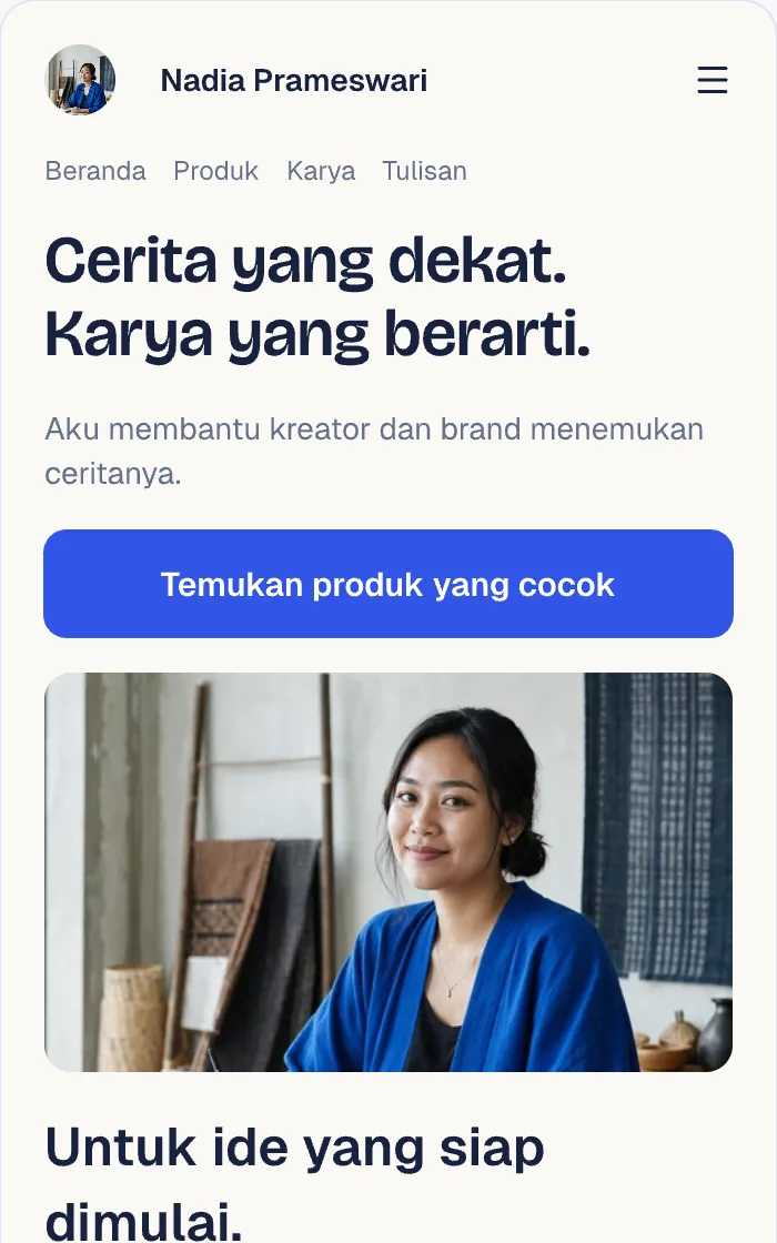 Pratinjau beranda di ponsel